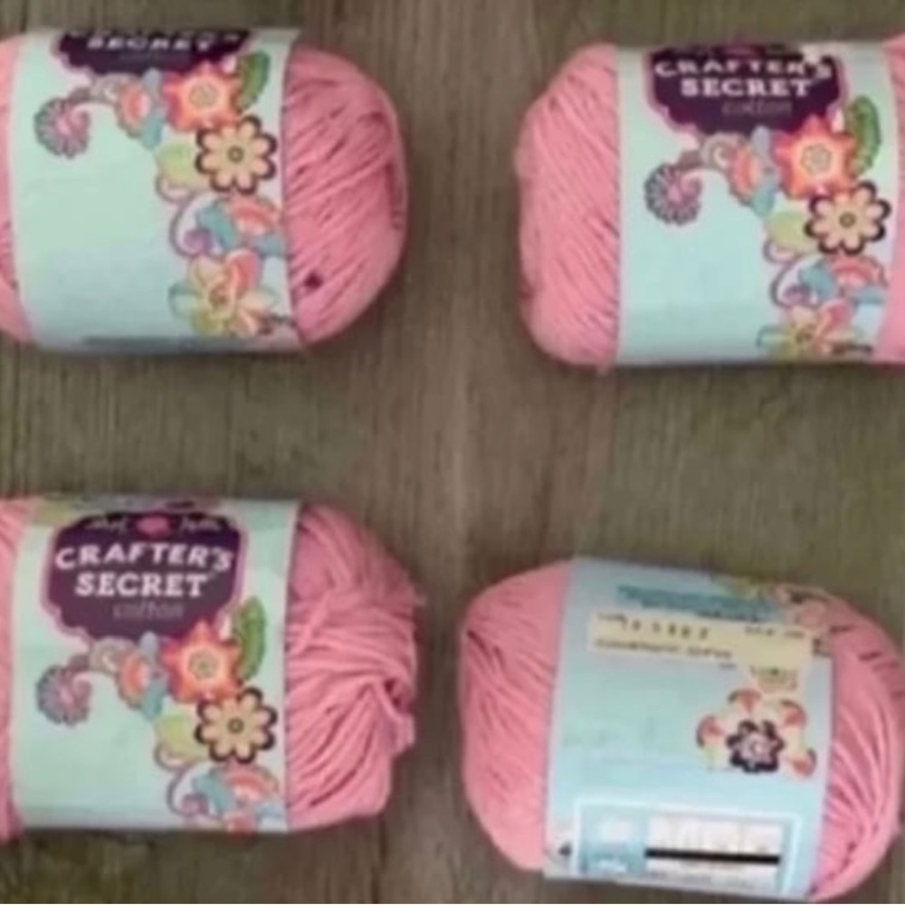 Crafters Secret Cotton Yarn- Pink- 3 skeins left